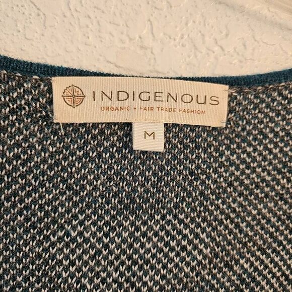 NWOT Indigenous Ink Blot 100% Organic Cotton Cardigan Sweater: Peru: Blue Camo - Picture 9 of 10